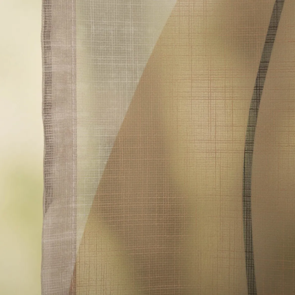 Vorhang Schlaufenbandschal Blätter grau beige weiß aubergine transparent 140x245cm (BxH)