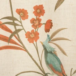 Vorhang Ösenvorhang Leinenstruktur Vögel Blumen Blüten natur bunt 140x260cm
