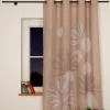 Vorhang Ösenvorhang Leinenstruktur Ornamente Palmenblätter natur weiß 140x260cm