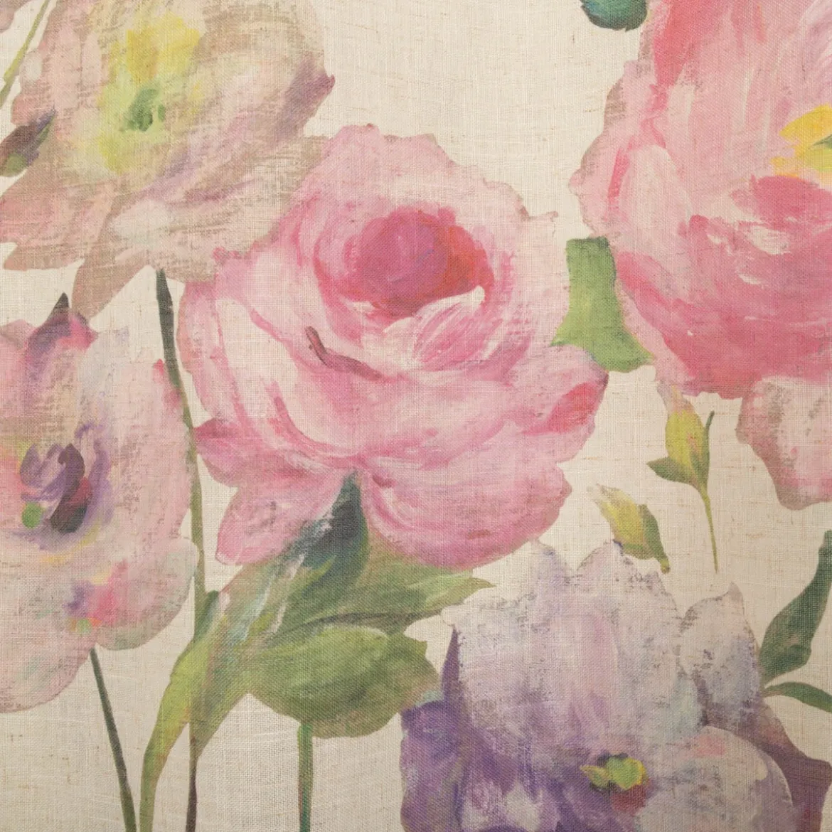 Vorhang Ösenvorhang Leinenstruktur Rosen natur rosa lila 140x260cm