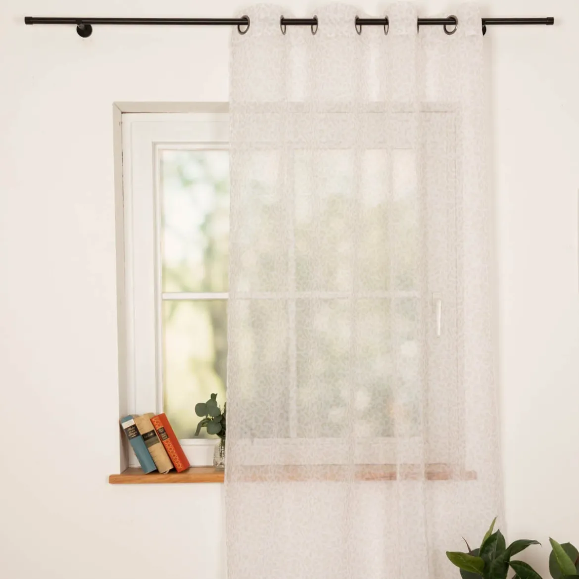 Vorhang Ösenvorhang Leo Voile halbtransparent weiß beige 140x260cm