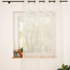 Vorhang Ösenvorhang Maritim Möwen Voile transparent ecru140x260cm