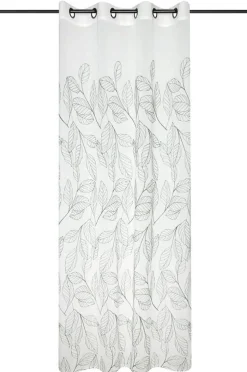 Vorhang Ösenvorhang transparent Blattstickerei grün weiß 140x240cm