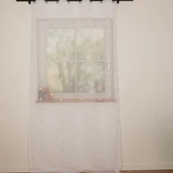 Vorhang Ösenvorhang transparent Blütenstickerei weiß gelb 140x260cm