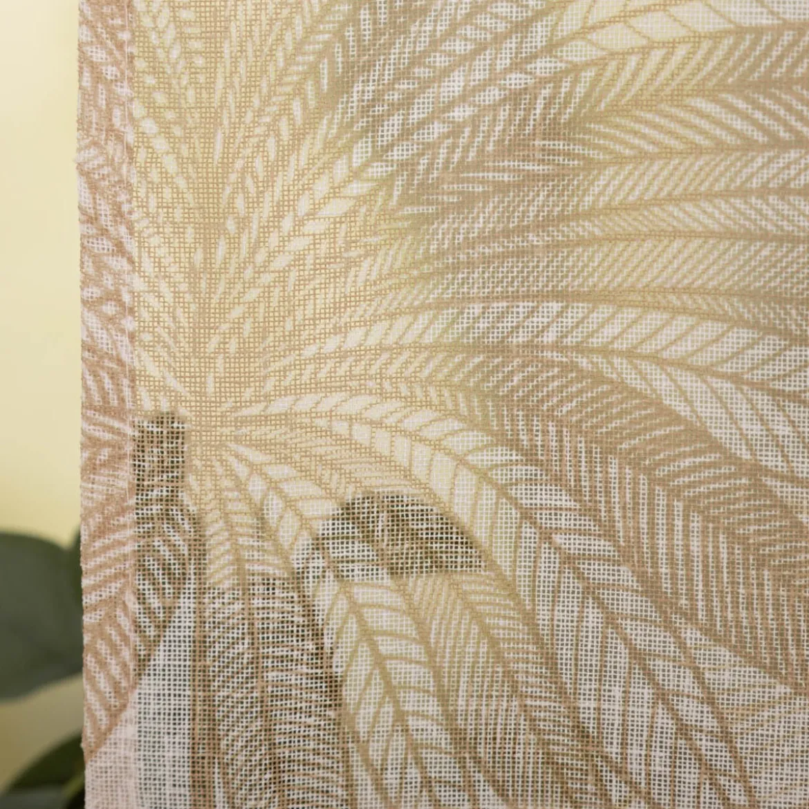 Vorhang Ösenvorhang Voile Ornamente Palmenblätter weiß natur 140x260cm