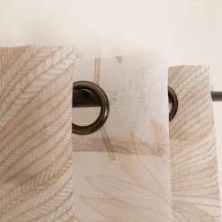 Vorhang Ösenvorhang Voile Ornamente Palmenblätter weiß natur 140x260cm