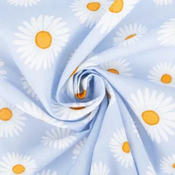 Vorhangstoff Baumwollstoff Popeline Happy Daisy Flower blau 1,40m Breite