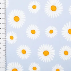 Vorhangstoff Baumwollstoff Popeline Happy Daisy Flower blau 1,40m Breite