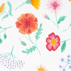 Vorhangstoff Baumwollstoff Popeline Happy Flower Field mint bunt 1,40m Breite