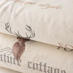 Vorhangstoff Dekostoff Forest Hirsch beige grau 160cm Stoffbreite