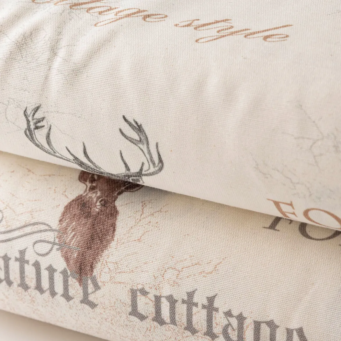 Vorhangstoff Dekostoff Forest Hirsch beige grau 160cm Stoffbreite