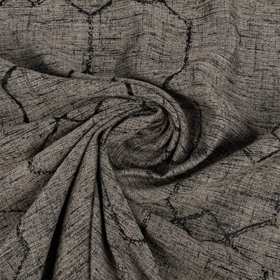 Vorhangstoff Dekostoff Jacquard Novo Hexagon schwarz-grau 154cm Breite