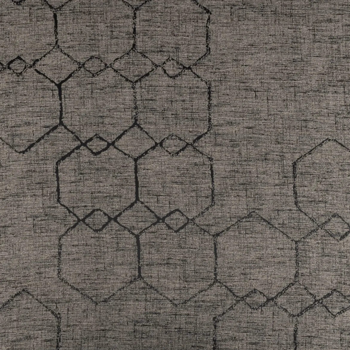Vorhangstoff Dekostoff Jacquard Novo Hexagon schwarz-grau 154cm Breite