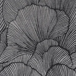 Vorhangstoff Dekostoff Jacquard Ravello Ginkgo Blätter schwarz ecru 135cm Breite
