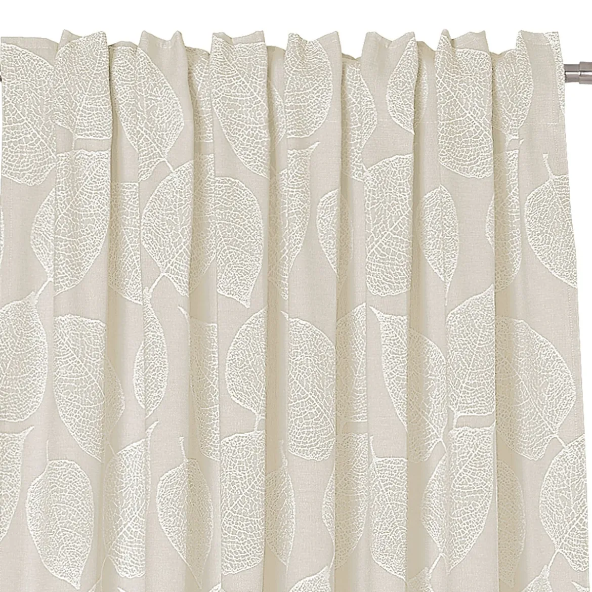 Vorhangstoff Dekostoff Jacquard Leave blickdickt Blätter hell-beige 150cm Breite