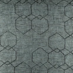 Vorhangstoff Dekostoff Jacquard Novo Hexagon petrol schwarz 154cm Breite
