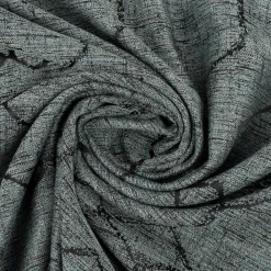 Vorhangstoff Dekostoff Jacquard Novo Hexagon petrol schwarz 154cm Breite