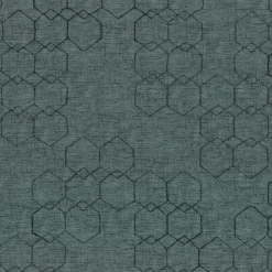 Vorhangstoff Dekostoff Jacquard Novo Hexagon petrol schwarz 154cm Breite