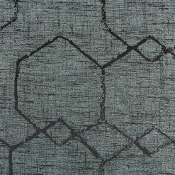 Vorhangstoff Dekostoff Jacquard Novo Hexagon petrol schwarz 154cm Breite