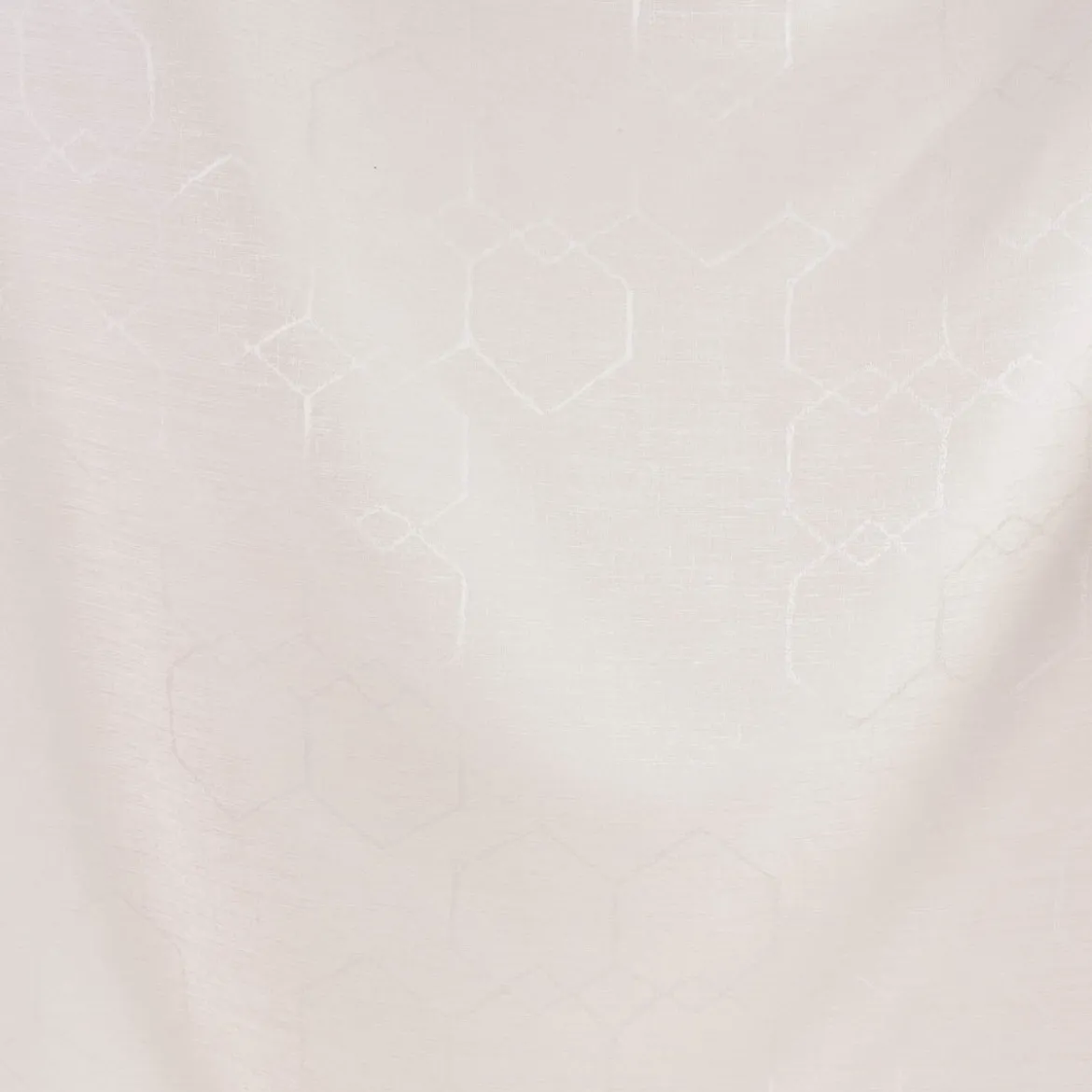 Vorhangstoff Dekostoff Jacquard Novo Hexagon weiß 154cm Breite