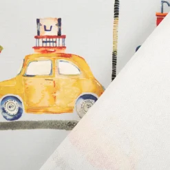 Vorhangstoff Dekostoff Stop Paintbox Straße Fahrzeuge Schilder Ampel blau bunt 137cm