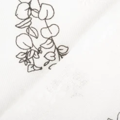 Vorhangstoff Gardinenstoff Blumen Gräser halbtransparent wollweiß schwarz 160cm Stoffbreite