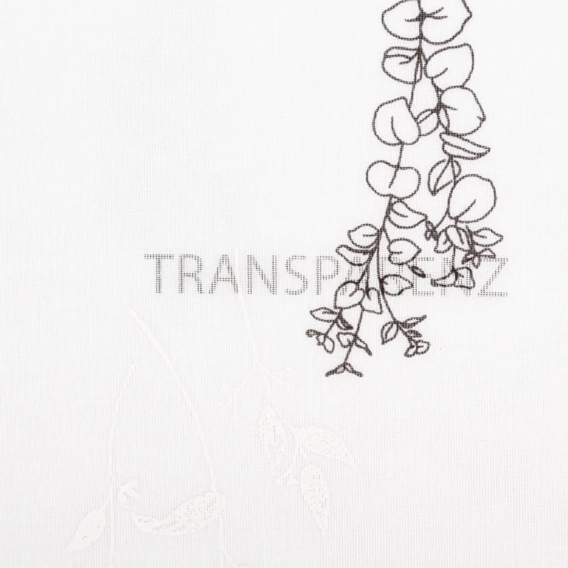 Vorhangstoff Gardinenstoff Blumen Gräser halbtransparent wollweiß schwarz 160cm Stoffbreite