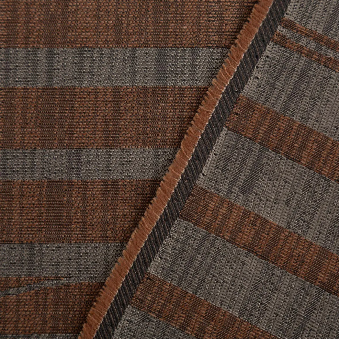 Vorhangstoff Jacquard Stoff Linux Braun und Grau 154cm Breite