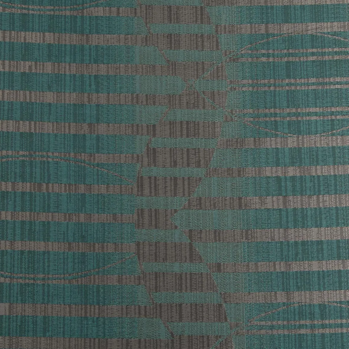 Vorhangstoff Jacquard Stoff Linux Petrol und Grau 154cm Breite