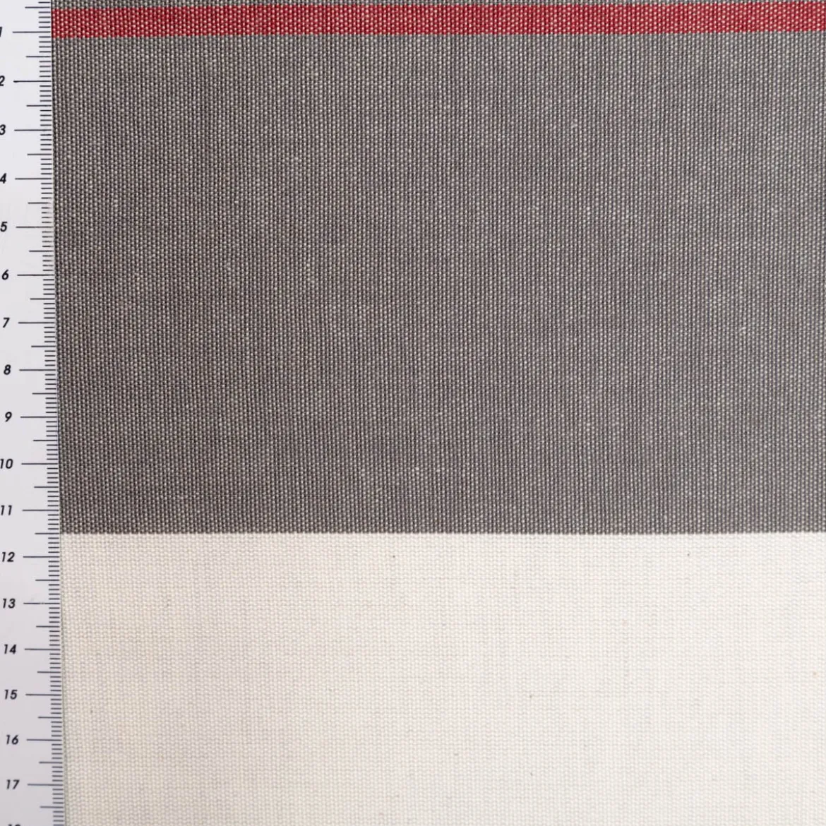 Vorhangstoff Jacquard Stoff Dekostoff Streifen grau ecru rot 165cm Stoffbreite