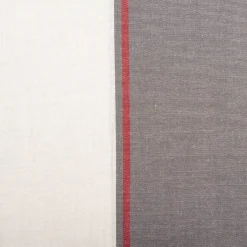 Vorhangstoff Jacquard Stoff Dekostoff Streifen grau ecru rot 165cm Stoffbreite