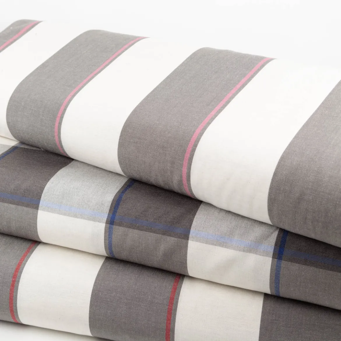Vorhangstoff Jacquard Stoff Dekostoff Streifen grau ecru rot 165cm Stoffbreite