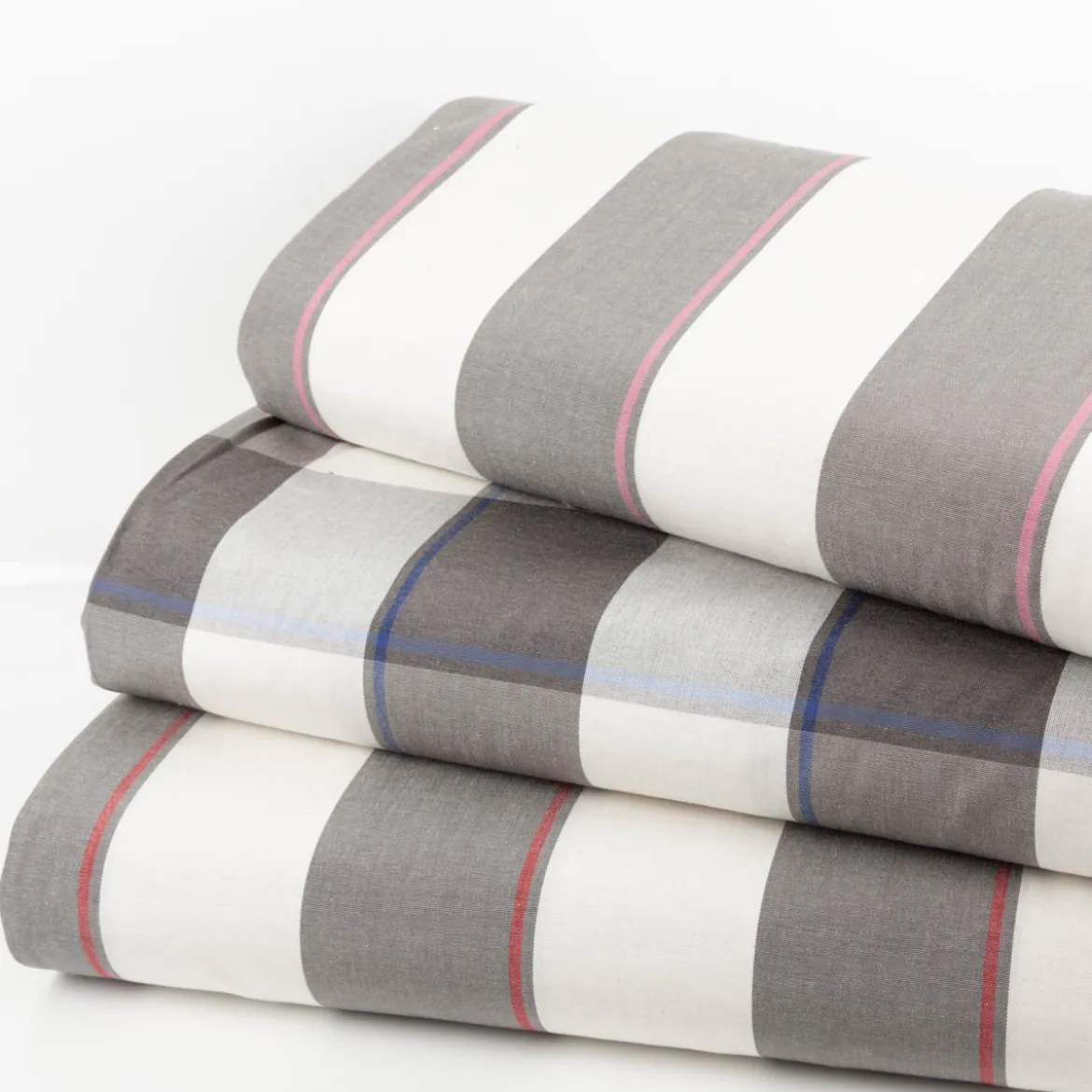 Vorhangstoff Jacquard Stoff Dekostoff Streifen grau ecru rot 165cm Stoffbreite