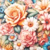 Vorhangstoff Panama Baumwollstoff Blumen Digitaldruck rosa bunt 1,40m Breite