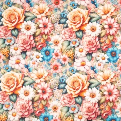 Vorhangstoff Panama Baumwollstoff Blumen Digitaldruck rosa bunt 1,40m Breite