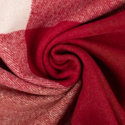 Vorhangstoff Wolloptik Landhauskaro weiß rot 140cm Breite