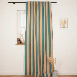 Vorhang Streifen apricot grün mit Smok-Schlaufenband 245x130cm (HxB) oder Wunschmaß von SCHÖNER LEBEN.