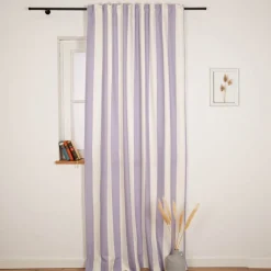 Vorhang Streifen flieder ecru mit Smok-Schlaufenband 245x130cm (HxB) oder Wunschmaß von SCHÖNER LEBEN.