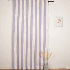 Vorhang Streifen flieder ecru mit Smok-Schlaufenband 245x130cm (HxB) oder Wunschmaß von SCHÖNER LEBEN.