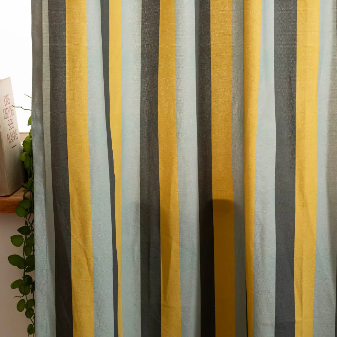 Vorhang Streifen Grün Grau und Blau mit Smok-Schlaufenband 245x130cm (HxB) oder Wunschmaß von SCHÖNER LEBEN.