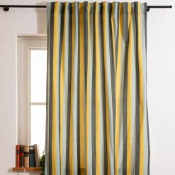 Vorhang Streifen Grün Grau und Blau mit Smok-Schlaufenband 245x130cm (HxB) oder Wunschmaß von SCHÖNER LEBEN.