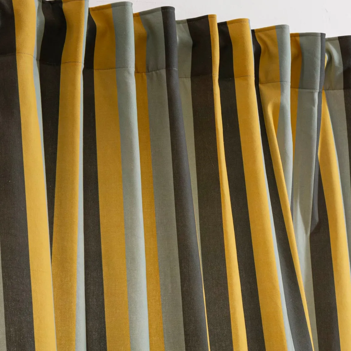 Vorhang Streifen Grün Grau und Blau mit Smok-Schlaufenband 245x130cm (HxB) oder Wunschmaß von SCHÖNER LEBEN.