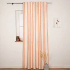 Vorhang Streifen peach ecru mit Smok-Schlaufenband 245x130cm (HxB) oder Wunschmaß von SCHÖNER LEBEN.