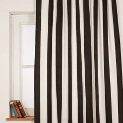 Vorhang Streifen schwarz ecru mit Smok-Schlaufenband 245x130cm (HxB) oder Wunschmaß von SCHÖNER LEBEN.