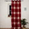 Vorhang Wolloptik isolierend Karo rot 135x260cm