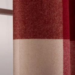 Vorhang Wolloptik isolierend Karo rot 135x260cm
