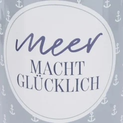 Vorratsdose aus Porzellan mit Bambusdeckel Meer macht glücklich blau weiß 11x16cm von La Vida