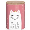 Vorratsdose aus Porzellan mit Bambusdeckel Naschkatze rosa 11x16cm von La Vida