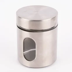 Vorratsdose Glas Metall silberfarbig verschiedene Größen