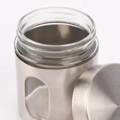 Vorratsdose Glas Metall silberfarbig verschiedene Größen